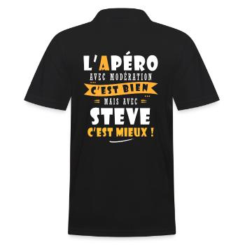 Steve cadeau Humour personnalisé cadeau steve - Polo Homme - noir - Dos - Kai (181cm)