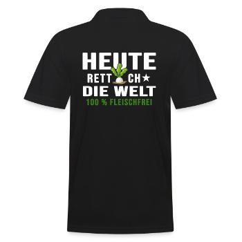 vegetarier bio vegetarisch veganlife fleischfrei - Männer Poloshirt - Schwarz - Hinten - Kai (181cm)