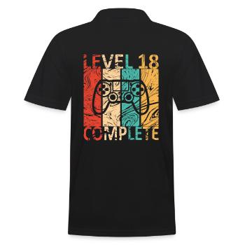 Level 18 completed 18th Birthday Gamer Gift - Men's Polo Shirt - black - Back - Kai (181cm)