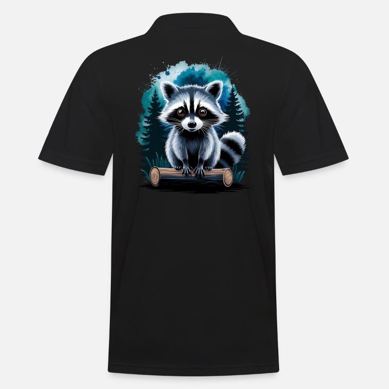 Süßer Waschbär - Männer Poloshirt - Schwarz