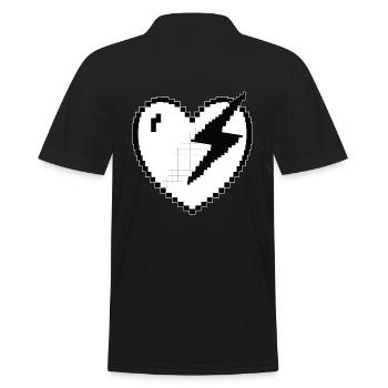Heart Flash Pixel Gamer Gift - Men's Polo Shirt - black - Back - Kai (181cm)