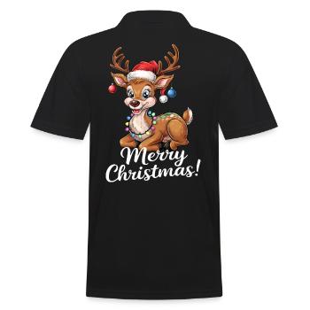 Rentier Weihnachtspullover Merry Christmas lustig - Männer Poloshirt - Schwarz - Hinten - Kai (181cm)