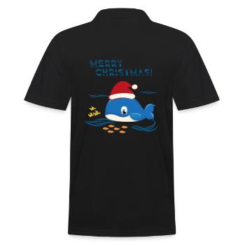 Weihnachten Wal Meer Ozean - Männer Poloshirt - Schwarz - Hinten - Kai (181cm)