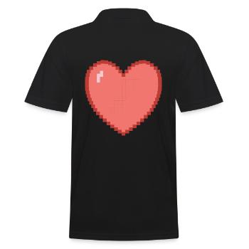Heart heart Pixel Gamer Gift - Men's Polo Shirt - black - Back - Kai (181cm)