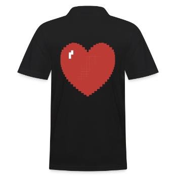 Heart heart Pixel Gamer Gift - Men's Polo Shirt - black - Back - Kai (181cm)