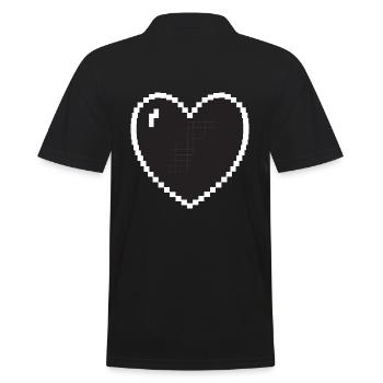 Heart Pixel Gamer Gift - Men's Polo Shirt - black - Back - Kai (181cm)