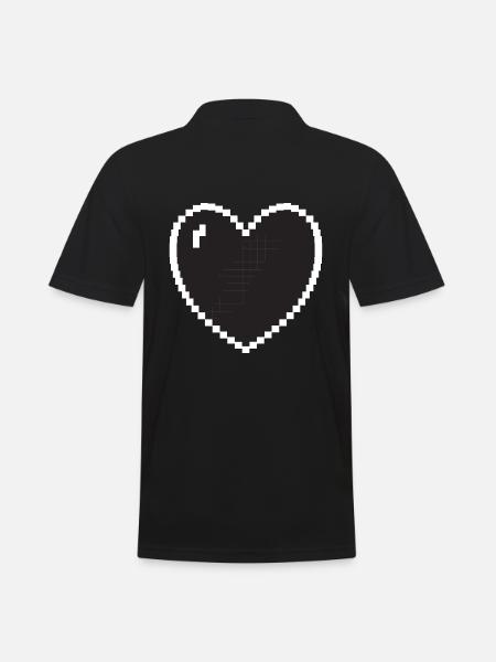 Heart Pixel Gamer Gift - Men's Polo Shirt - black