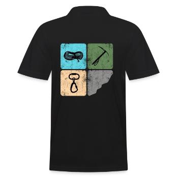 Klettern Bergsteiger Bergfex Eispickel - Männer Poloshirt - Schwarz - Hinten - Kai (181cm)
