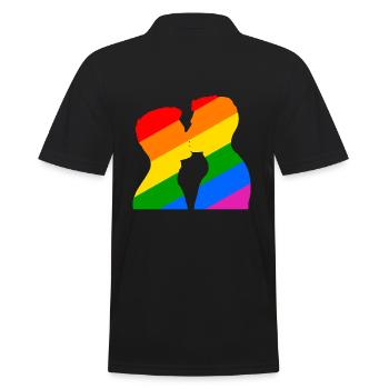 Schwule Liebe ist erotisch - Männer Poloshirt - Schwarz - Hinten - Kai (181cm)