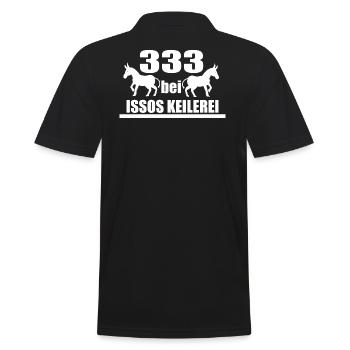 333 bei Issos Keilerei ,Eselsbrücke Spruch humor - Männer Poloshirt - Schwarz - Hinten - Kai (181cm)