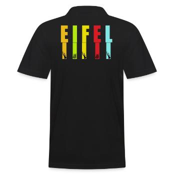 Eifel Natur mit Hirsch und Wildkatze - Männer Poloshirt - Schwarz - Hinten - Kai (181cm)