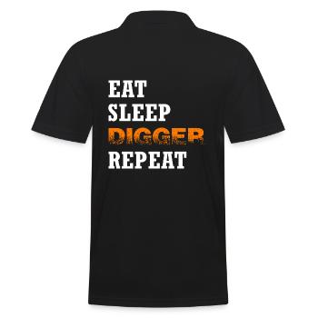 Bagger Baggerschaufel Baggerfahrer "digger" - Männer Poloshirt - Schwarz - Hinten - Kai (181cm)