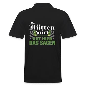 Hüttenwirt Berghütte Almwirtschaft almwiesn - Männer Poloshirt - Schwarz - Hinten - Kai (181cm)