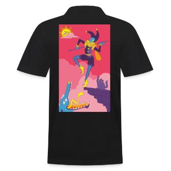 Der Narr Tarot Karte - Major Arcana Illustration - Männer Poloshirt - Schwarz - Hinten - Kai (181cm)