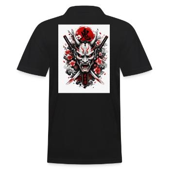 Dämonen Oni Katana - Männer Poloshirt - Schwarz - Hinten - Kai (181cm)