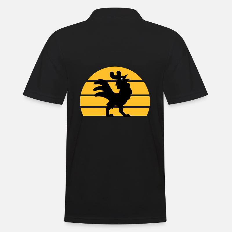 Coq chantant devant la moitié du soleil - Polo Homme - noir