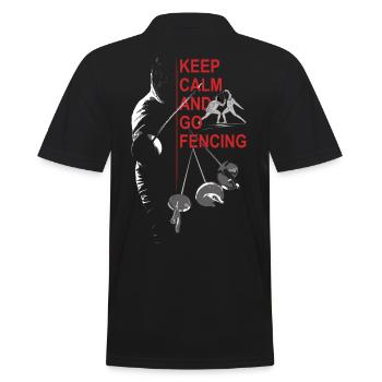 Fencing, Gift, Training, Keep Calm - Men's Polo Shirt - black - Back - Kai (181cm)