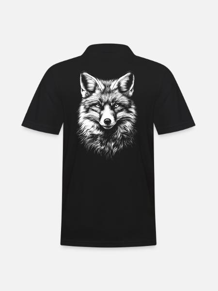 Renard Portrait Animal Sauvage Forêt Animaux Renards Animaux - Polo Homme - noir