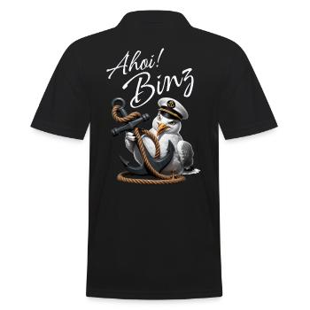 Ahoi Binz ! lustige Möwe mit Anker - Männer Poloshirt - Schwarz - Hinten - Kai (181cm)