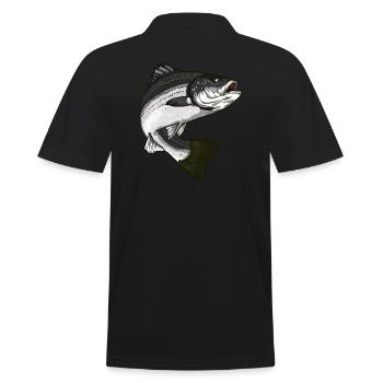 Gestreifter Barsch Angeln - Männer Poloshirt - Schwarz - Hinten - Kai (181cm)