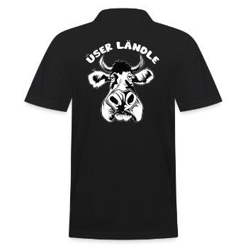 Vorarlberger Gsiberger Ländle Spruch mit der Kuh - Männer Poloshirt - Schwarz - Hinten - Kai (181cm)