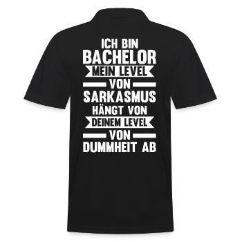 Student Akademiker Uni Abschlussfeier Bachelor - Männer Poloshirt - Schwarz - Hinten - Kai (181cm)