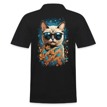 Chat siamois élégant pour les fans de chats Chats - Polo Homme - noir - Dos - Kai (181cm)