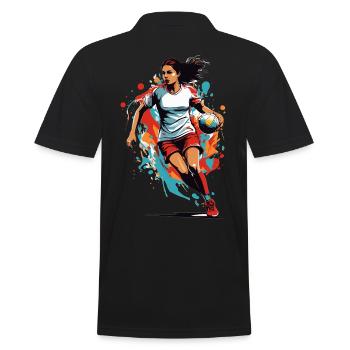 Handball Woman Streetwear Iconic Style - Men's Polo Shirt - black - Back - Kai (181cm)