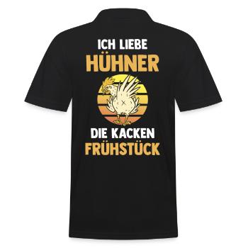 Ich Liebe Hühner Die Kacken Frühstück - Männer Poloshirt - Schwarz - Hinten - Kai (181cm)