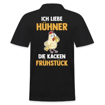 Ich Liebe Hühner Die Kacken Frühstück - Männer Poloshirt - Schwarz - Hinten - Kai (181cm)