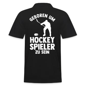 Eishockey Hockeyspieler Hockey - Männer Poloshirt - Schwarz - Hinten - Kai (181cm)