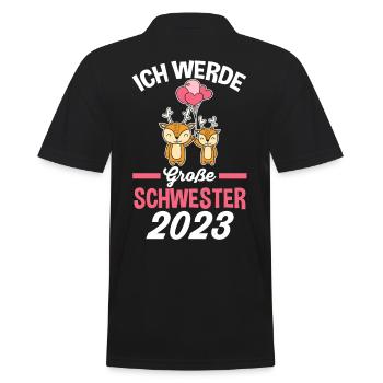 Hirsch Reh Schwester 2023 - Männer Poloshirt - Schwarz - Hinten - Kai (181cm)
