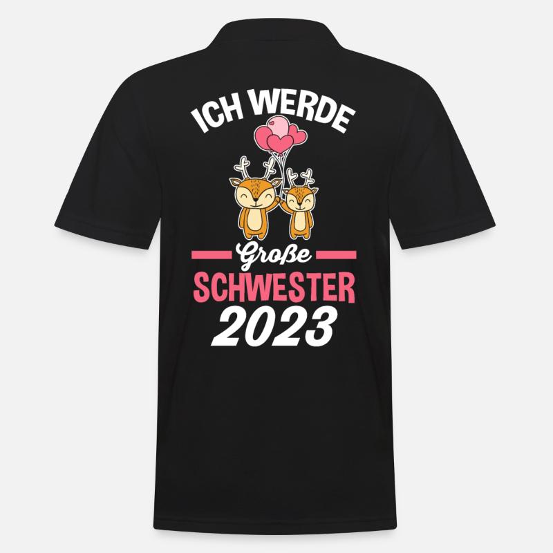 Hirsch Reh Schwester 2023 - Männer Poloshirt - Schwarz