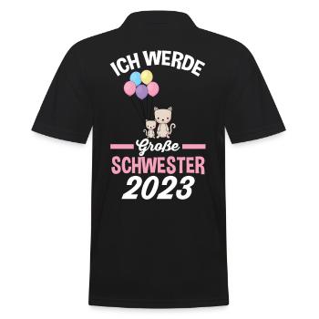 Katze Schwester 2023 - Männer Poloshirt - Schwarz - Hinten - Kai (181cm)