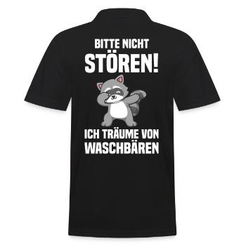 Tiermotiv Dabbing Waschbär - Männer Poloshirt - Schwarz - Hinten - Kai (181cm)