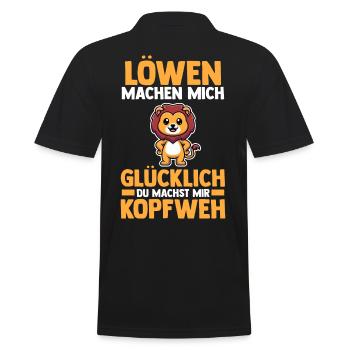 Löwe Löwen - Männer Poloshirt - Schwarz - Hinten - Kai (181cm)