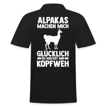 Alpaka - Männer Poloshirt - Schwarz - Hinten - Kai (181cm)