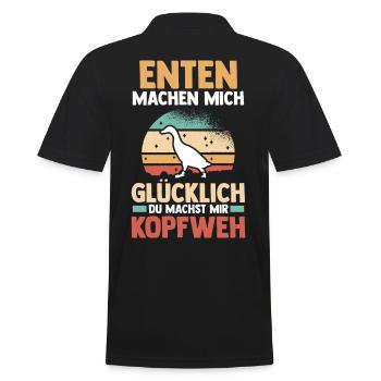 Entenliebhaber Tiermotiv Ente - Männer Poloshirt - Schwarz - Hinten - Kai (181cm)