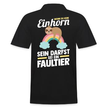 Einhorn Faultier - Männer Poloshirt - Schwarz - Hinten - Kai (181cm)