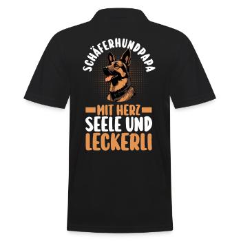 Hund Deutscher Schäferhund - Männer Poloshirt - Schwarz - Hinten - Kai (181cm)