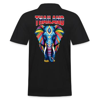 Colorful abstract elephant from Thailand - Men's Polo Shirt - black - Back - Kai (181cm)