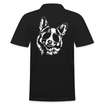 WELSH CORGI cool - Männer Poloshirt - Schwarz - Hinten - Kai (181cm)