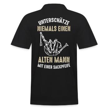 Sackpfeife Dudelsack Opa Großvater Bockpfeife - Männer Poloshirt - Schwarz - Hinten - Kai (181cm)