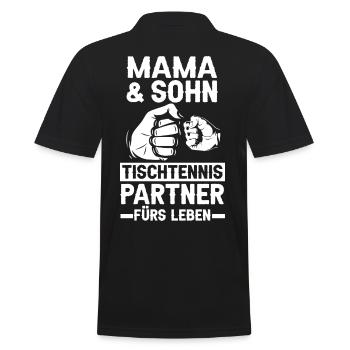 Mama und Sohn Tischtennis - Männer Poloshirt - Schwarz - Hinten - Kai (181cm)