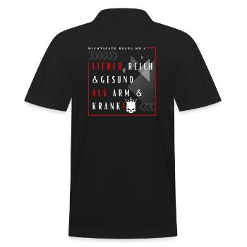 Lieber Reich und Gesund als Arm und Krank Spruch - Männer Poloshirt - Schwarz - Hinten - Kai (181cm)
