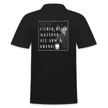 Lieber Reich und Gesund als Arm und Krank Spruch - Männer Poloshirt - Schwarz - Hinten - Kai (181cm)