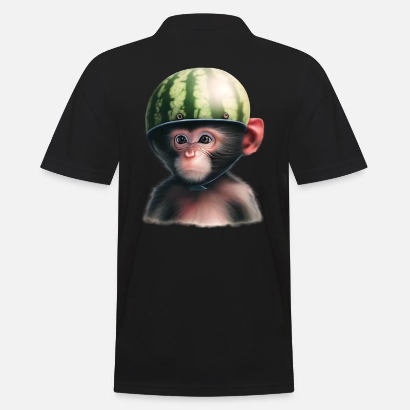 Singe à la pastèque - Polo Homme - noir