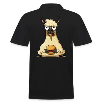 Drôle de lama dégustant un cheeseburger - Polo Homme - noir - Dos - Kai (181cm)