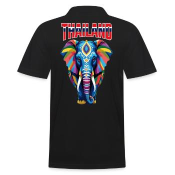 Colorful abstract elephant from Thailand - Men's Polo Shirt - black - Back - Kai (181cm)