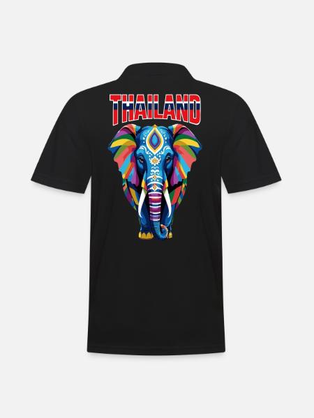 Éléphant abstrait coloré de Thaïlande - Polo Homme - noir
